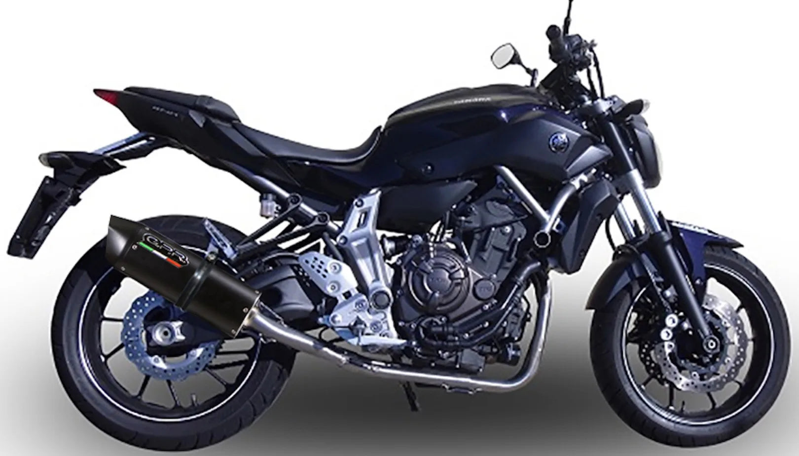 Sistema De Escape Completo Sin Catalizador Y Con Homologación Acústica Furore Aluminio Negro - Gpr Compatible Con Yamaha Mt-07 (2014-2016)