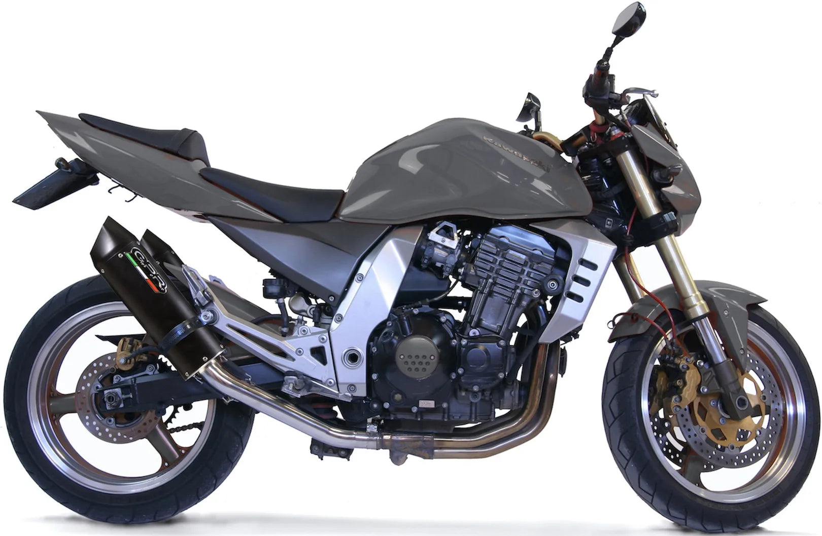 Escape Doble Con Homologación Acústica Furore Aluminio Negro - Gpr Compatible Con Kawasaki Z 1000 (2003-2006)