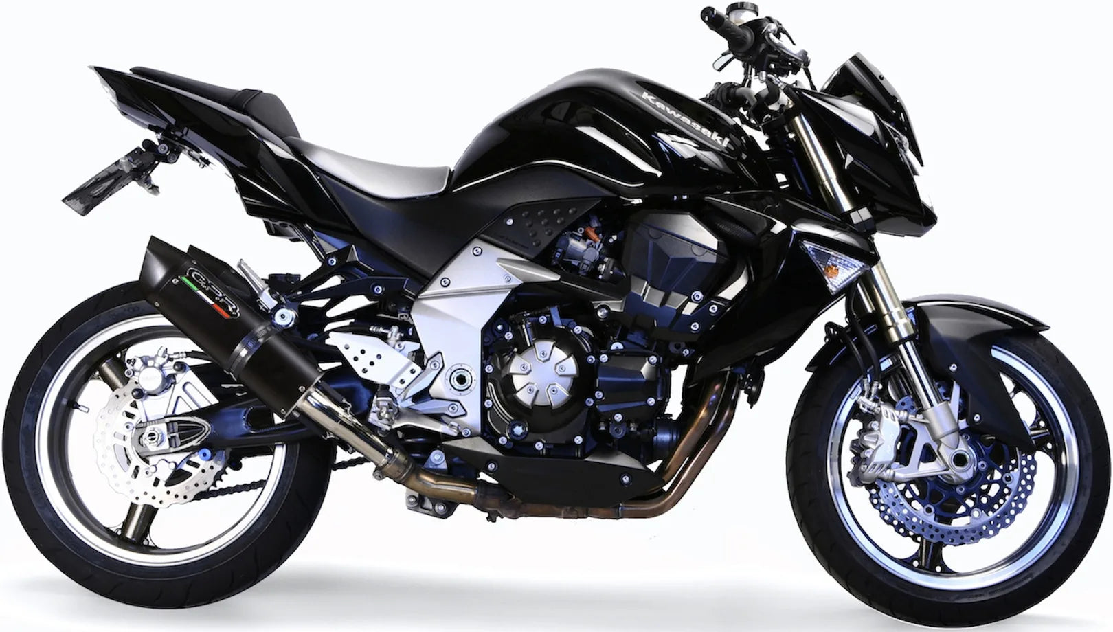 Doble Salida De Escape Con Catalizador Y Homologación Acústica Furore Aluminio Negro - Gpr Compatible Con Kawasaki Z 1000 (2007-2009)