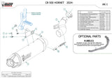 Sistema De Escape Completo Sin Catalizador Y Con Homologación Acústica Ak-1 Acero Negro Carbono - Mivv Compatible Con Honda Cb 500 Hornet (2024)