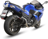 Tubo De Escape Con Homologación Acústica Oval Acero Negro Carbono - Mivv Compatible Con Kawasaki Zzr 1400 (2008-2011)