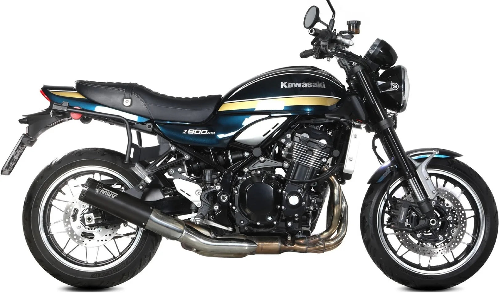 Tubo De Escape Con Homologación Acústica Hr-1 Acero Negro Carbono - Mivv Compatible Con Kawasaki Z 900 Rs (2018-2024)