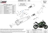 Tubo De Escape Sin Catalizador Y Con Homologación Acústica Delta Race Acero Negro Carbono - Mivv Compatible Con Kawasaki Z H2 1000 (2020-2024)