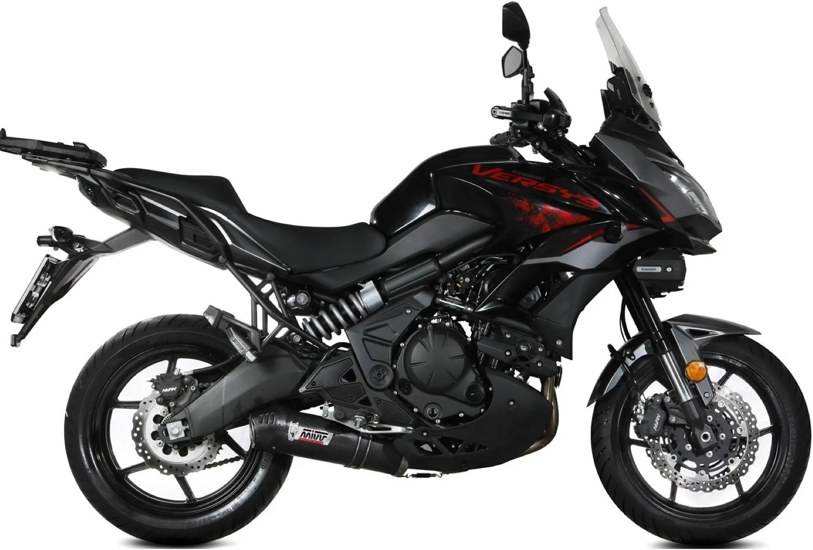 Sistema De Escape Completo Con Catalizador Y Homologación Acústica Oval Carbono Carbono - Mivv Compatible Con Kawasaki Versys 650 (2021-2023)