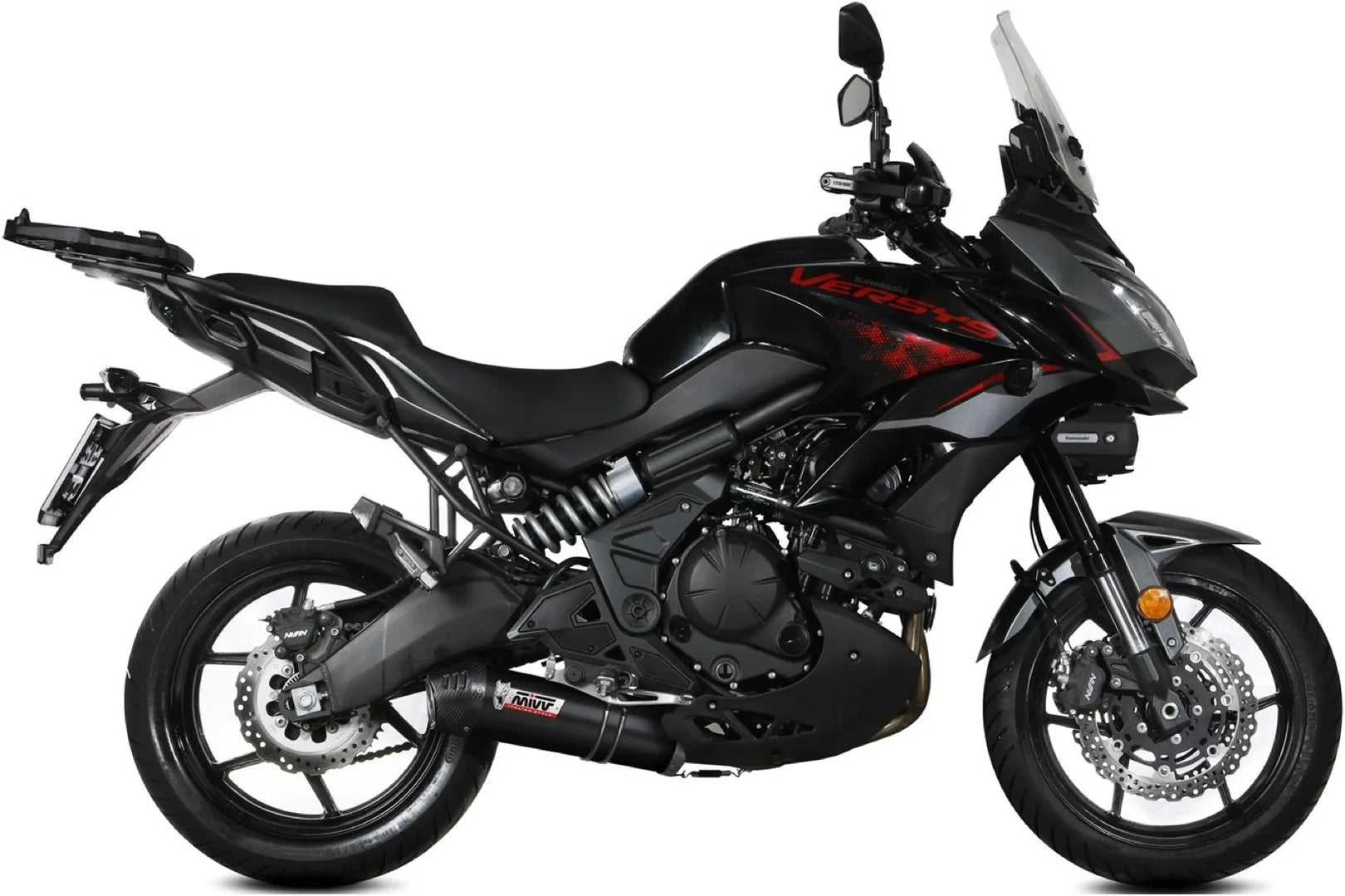 Sistema De Escape Completo Con Catalizador Y Homologación Acústica Oval Acero Negro Carbono - Mivv Compatible Con Kawasaki Versys 650 (2021-2023)