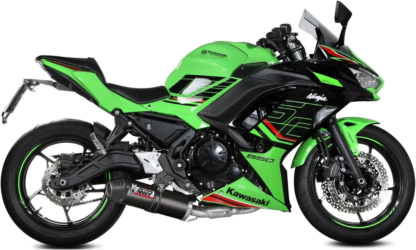 Sistema De Escape Completo Sin Catalizador Y Sin Homologación Acústica Oval Carbono Carbono - Mivv Compatible Con Kawasaki Ninja 650 (2024)