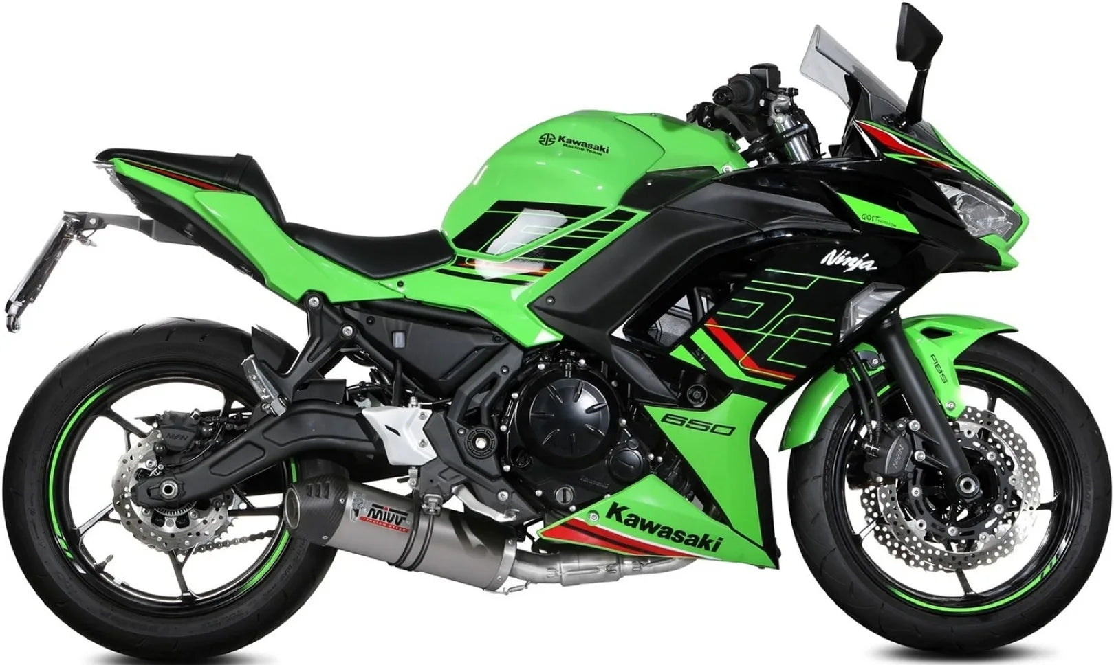 Sistema De Escape Completo Con Catalizador Y Homologación Acústica Oval Titano Carbono - Mivv Compatible Con Kawasaki Ninja 650 (2024)