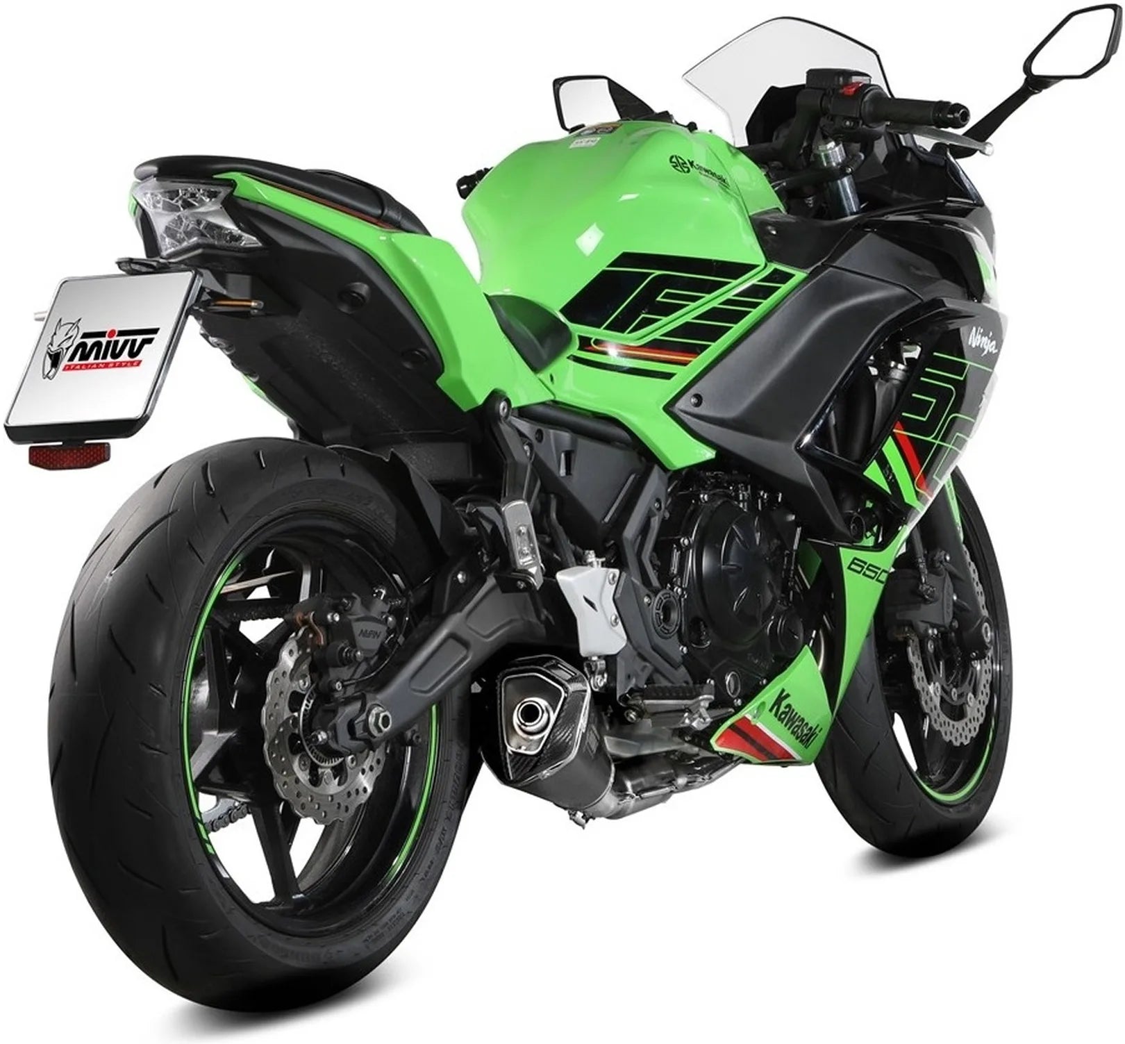 Sistema De Escape Completo Sin Catalizador Y Sin Homologación Acústica Delta Race Acero Negro Carbono - Mivv Compatible Con Kawasaki Ninja 650 (2024)