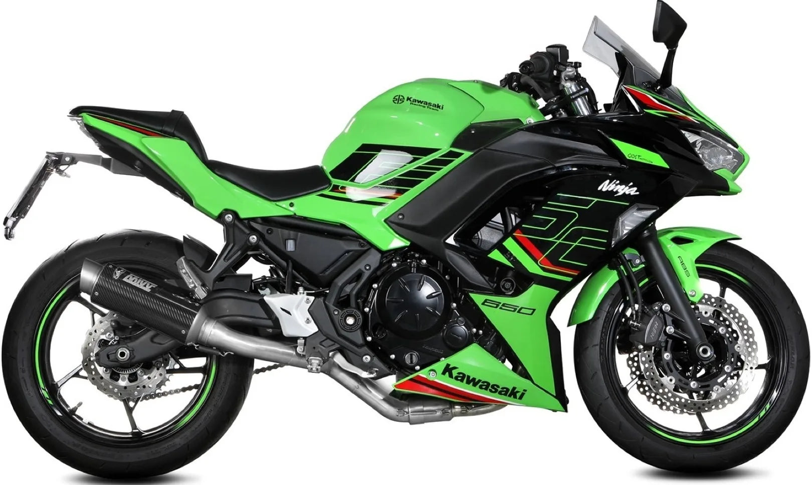 Sistema De Escape Completo Con Catalizador Y Homologación Acústica Gppro Carbono Carbono - Mivv Compatible Con Kawasaki Z 650 (2024)