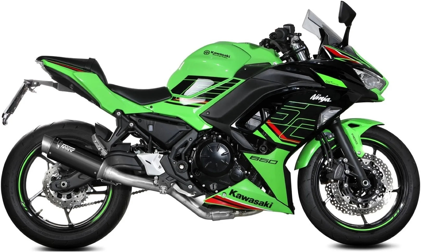 Sistema De Escape Completo Con Catalizador Y Homologación Acústica Gppro Acero Negro - Mivv Compatible Con Kawasaki Ninja 650 (2024)