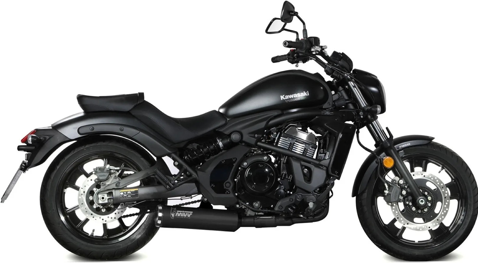 Sistema De Escape Completo Sin Catalizador Y Sin Homologación Acústica Hr-1 Acero Negro - Mivv Compatible Con Kawasaki Vulcan S (2017-2023)
