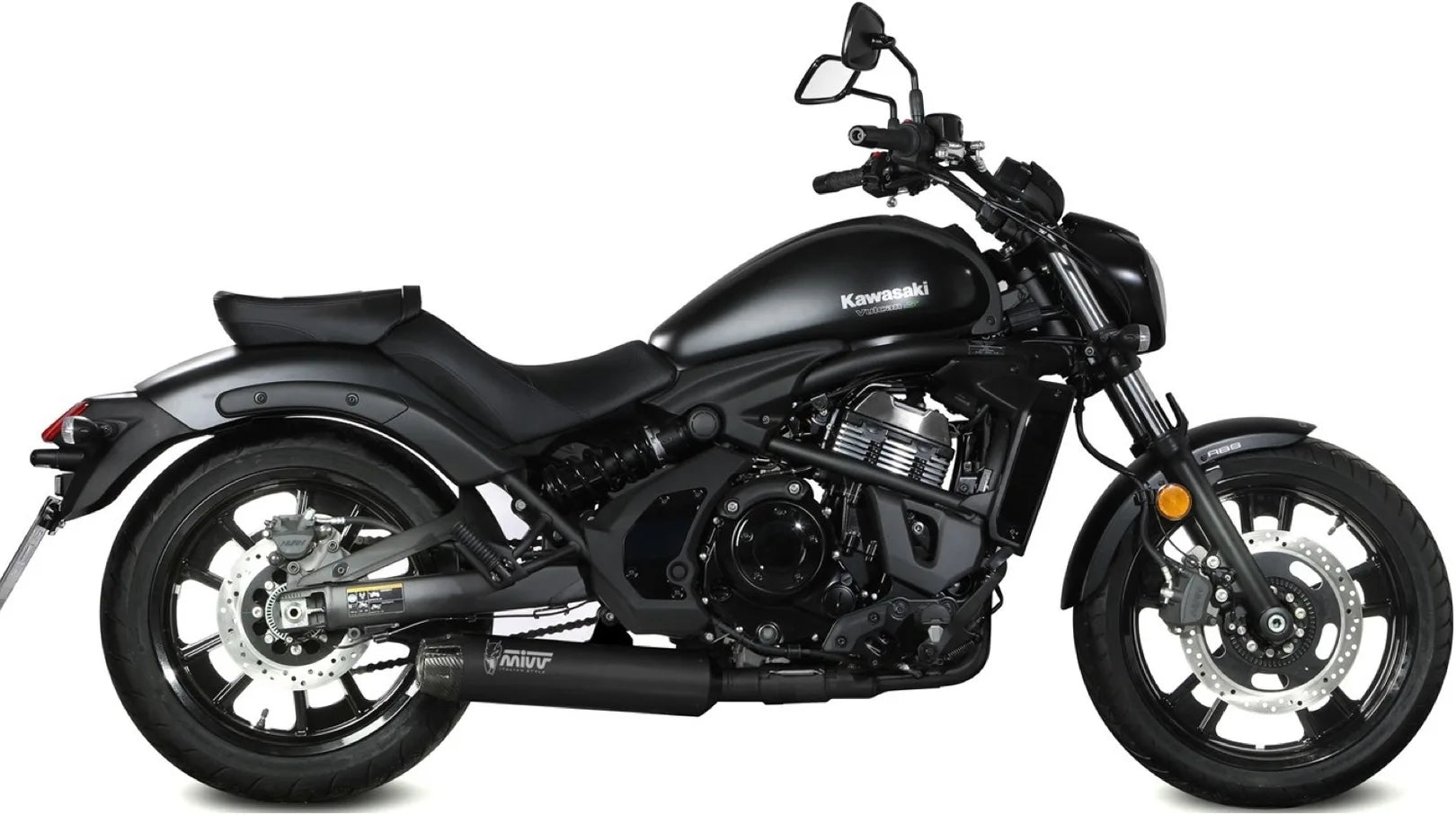Sistema De Escape Completo Sin Catalizador Y Sin Homologación Acústica Hr-1 Acero Negro Carbono - Mivv Compatible Con Kawasaki Vulcan S (2017-2023)