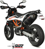 Tubo De Escape Sin Catalizador Y Sin Homologación Acústica Oval Acero Negro Carbono - Mivv Compatible Con Ktm 690 Smc R (2020-2024)