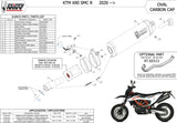 Tubo De Escape Sin Catalizador Y Sin Homologación Acústica Oval Titano Carbono - Mivv Compatible Con Ktm 690 Smc R (2020-2024)