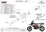 Tubo De Escape Sin Catalizador Y Sin Homologación Acústica Oval Acero Negro Carbono - Mivv Compatible Con Ktm 690 Smc R (2020-2024)