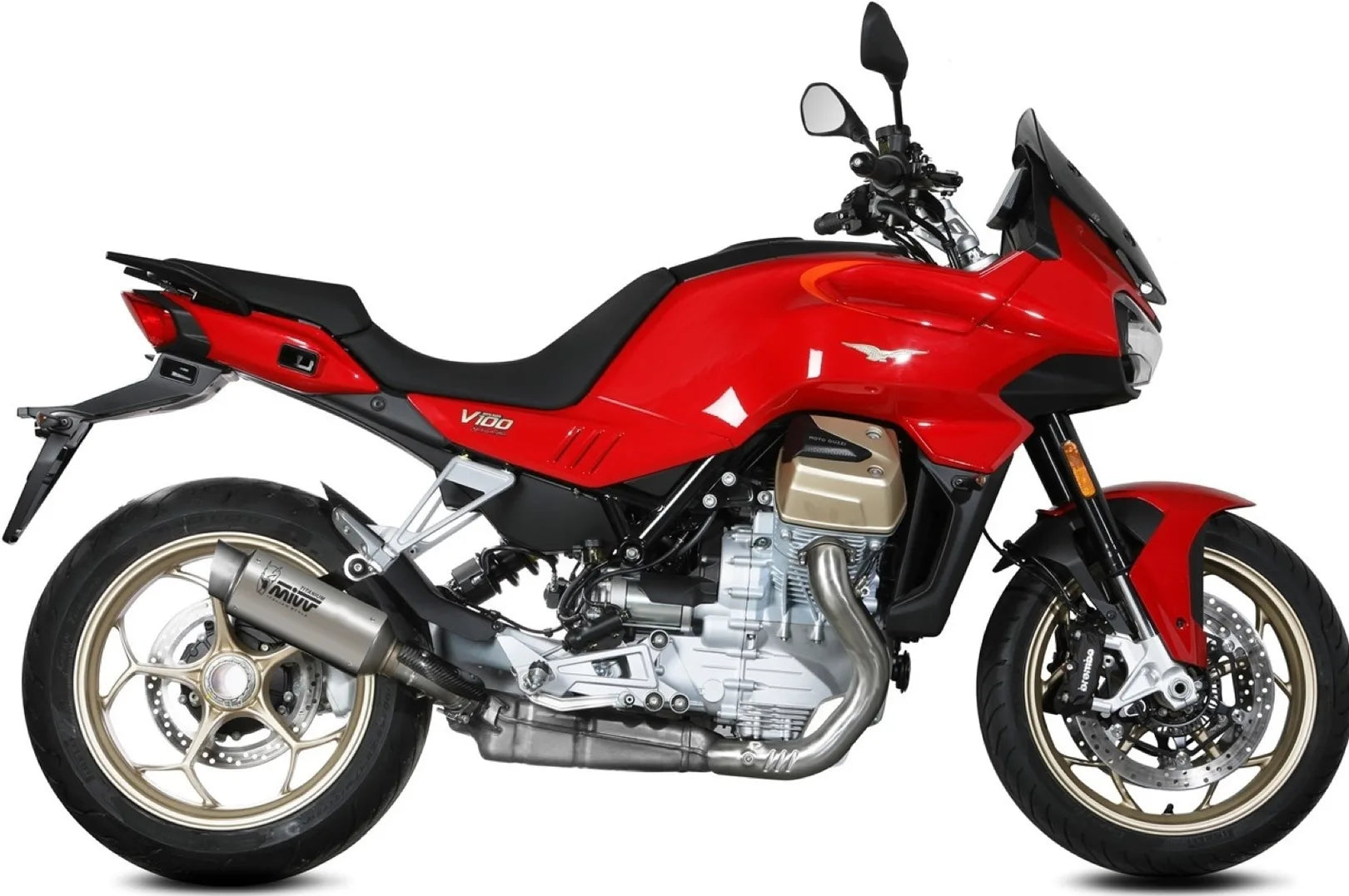 Sistema De Escape Completo Sin Catalizador Y Con Homologación Acústica Gppro Titano - Mivv Compatible Con Moto Guzzi V 100 Mandello 1000 (2022-2024)