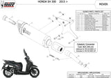 Tubo De Escape Sin Catalizador Y Con Homologación Acústica Mover Acero Negro - Mivv Compatible Con Honda Sh 300 (2007-2020)