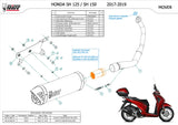 Sistema De Escape Completo Sin Catalizador Y Sin Homologación Acústica Mover Acero Negro - Mivv Compatible Con Honda Sh 150 (2017-2019)