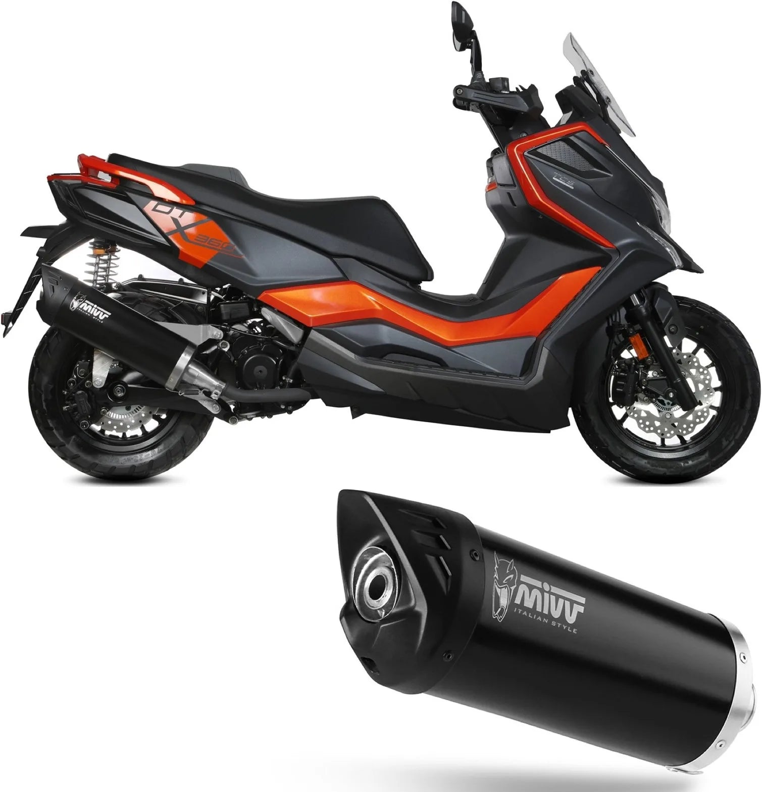 Tubo De Escape Con Catalizador Y Homologación Acústica Mover Acero Negro - Mivv Compatible Con Kymco Dtx 360 (2023-2024)