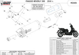 Tubo De Escape Sin Catalizador Y Sin Homologación Acústica Mover Acero Negro - Mivv Compatible Con Piaggio Beverly 300 (2010-2020)