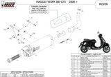 Tubo De Escape Sin Catalizador Y Con Homologación Acústica Mover Acero Negro - Mivv Compatible Con Piaggio Vespa Gts 300 (2008-2020)