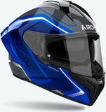 Casco Integral Para Moto Airoh Matryx - Mxw18 Composite Carbon Azul Gloss Wide Talla Xs