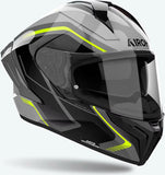 Casco Integral Para Moto Airoh Matryx - Mxw31 Composite Carbon Amarillo Gloss Wide Talla Xl
