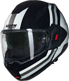 Flip-Up Travelling Motorcycle Helmet Nolan N120-1 Black / White / Silver Lineo 348 Size Xxs