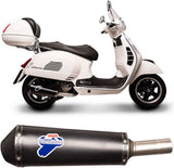 Sistema De Escape Completo Sin Catalizador Y Sin Homologación Acústica Oval Acero Inox Negro - Termignoni Compatible Con Piaggio Vespa 300 (2008-2022)