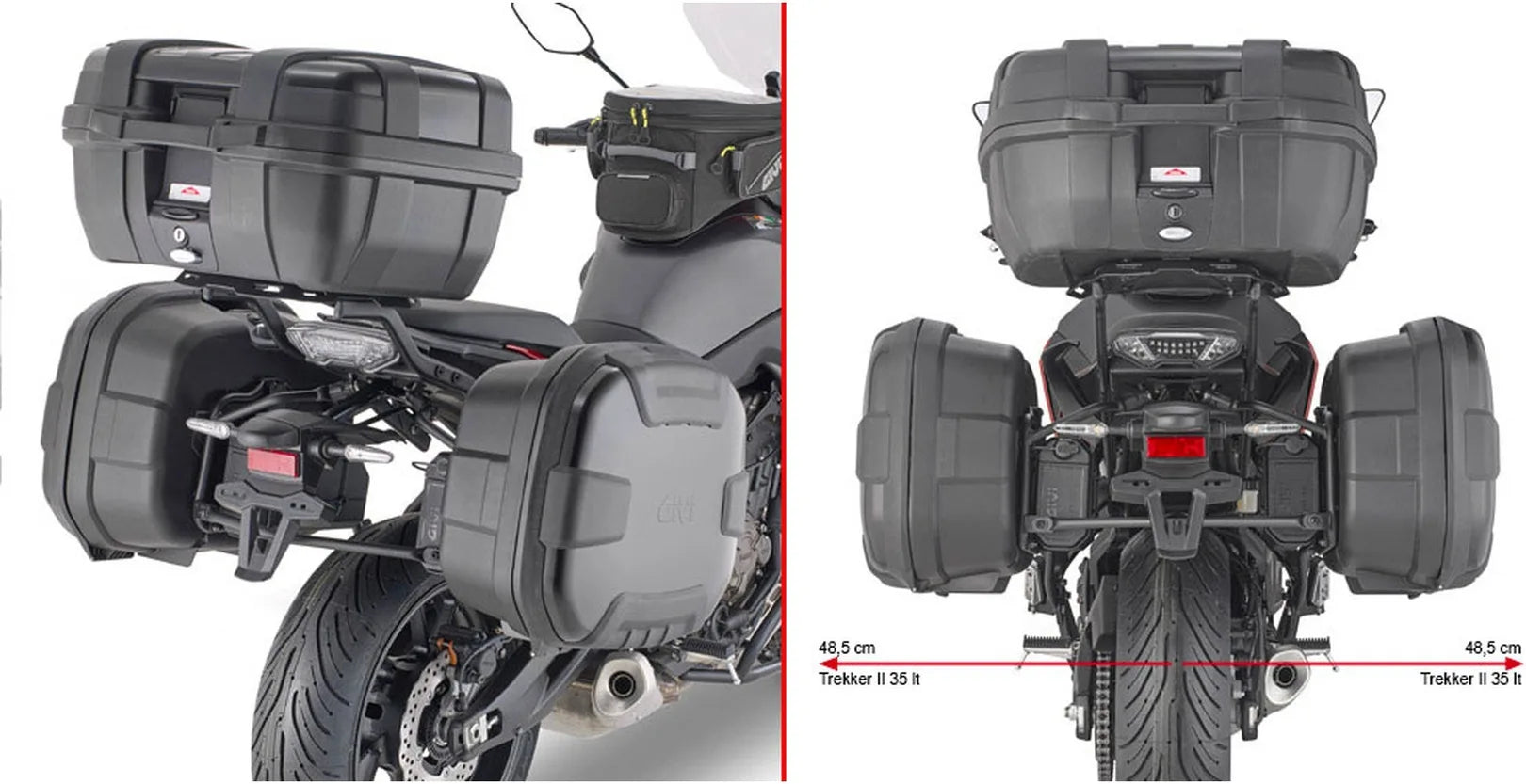 Maletas Laterales Monokey Negro 44 Lt Plastico - Givi Compatible Con Yamaha Tracer 7 - Gt (2020-2024)