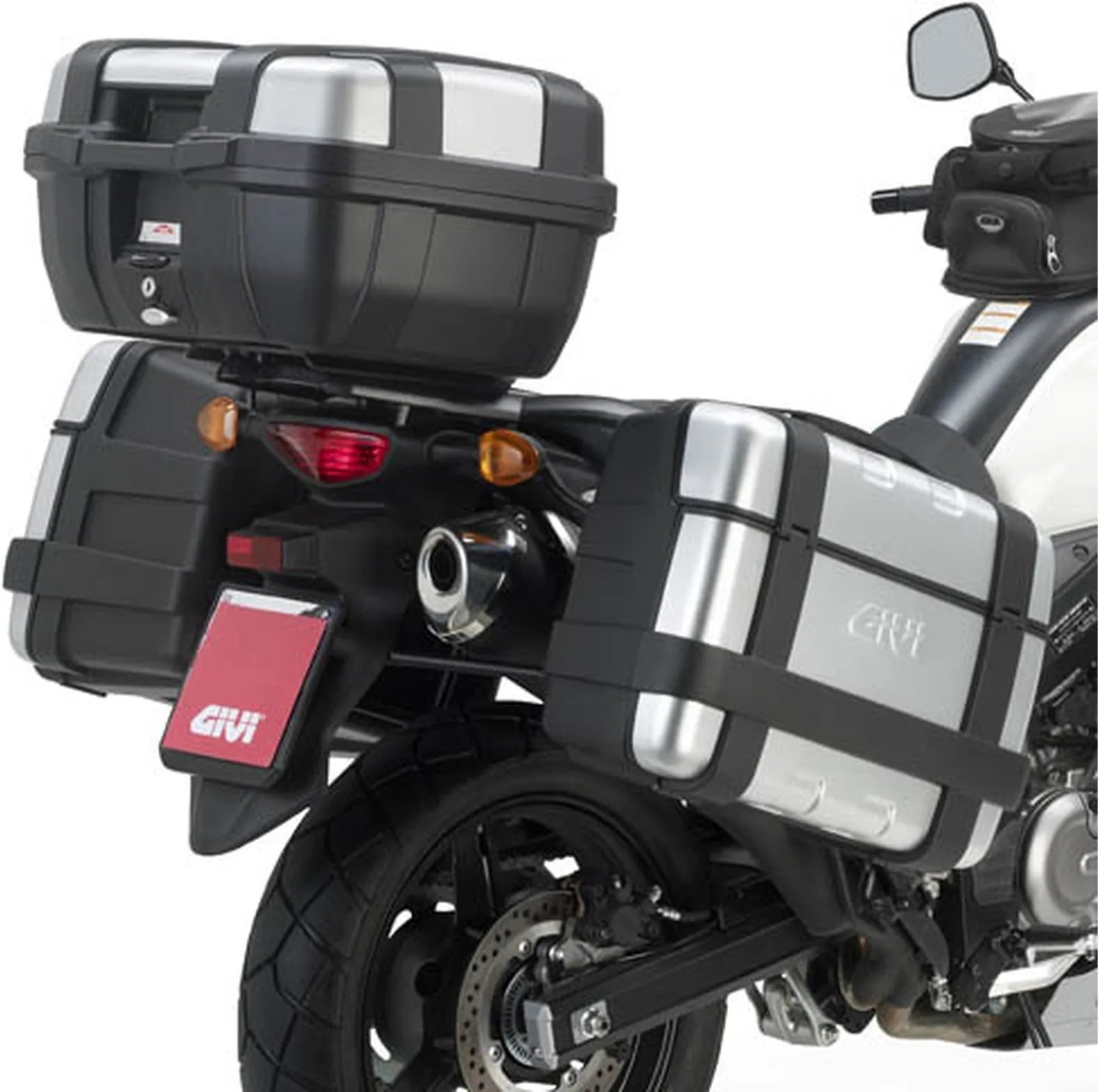 Alforjas Laterales Monokey Canyon Negro 70 Lt Canyon Nylon - Givi Compatible Con Suzuki Dl 650 V-Strom L2 L3 L4 L5 L6 (2011-2016)