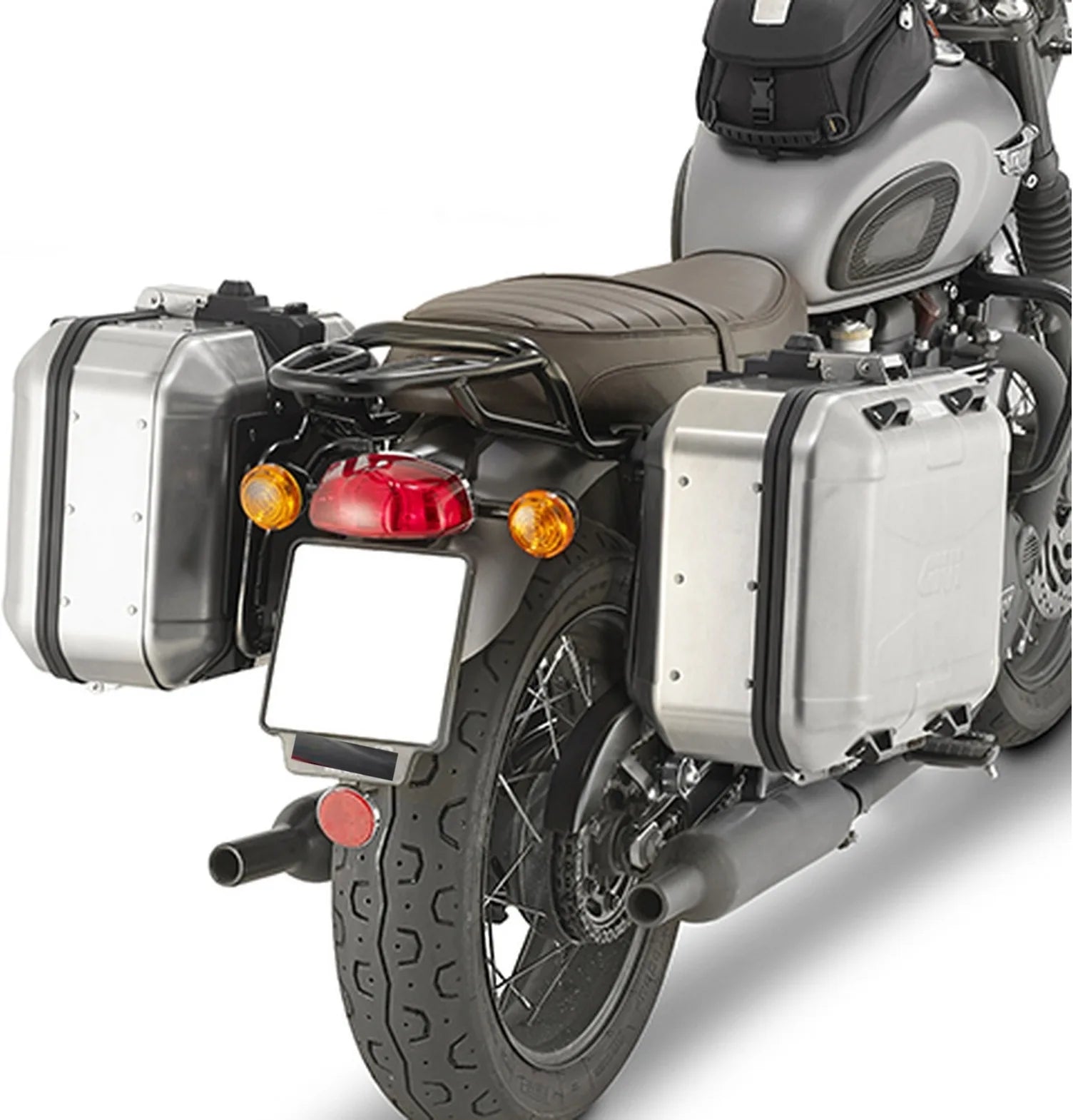 Baúl + Maletas Laterales Vision Negro 78 Lt Vision Plastico - Givi Compatible Con Triumph Bonneville T100 (2017-2022)