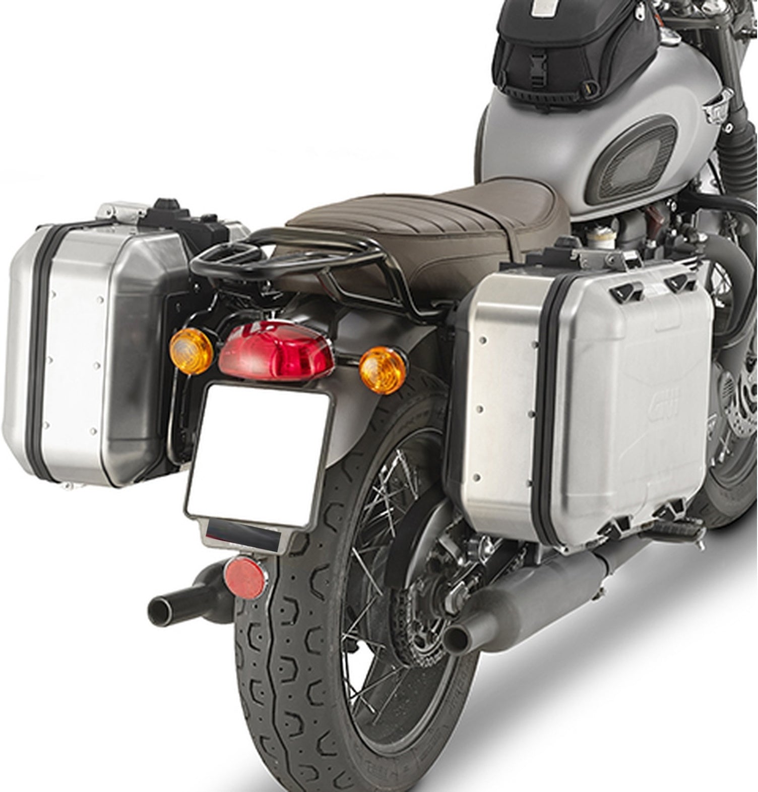 Trekker Dolomiti Aluminium Black Top Case + Side Cases - 106 Lt Trekker Dolomiti Aluminium - Givi Compatible With Triumph Bonneville T100 (2017-2022)