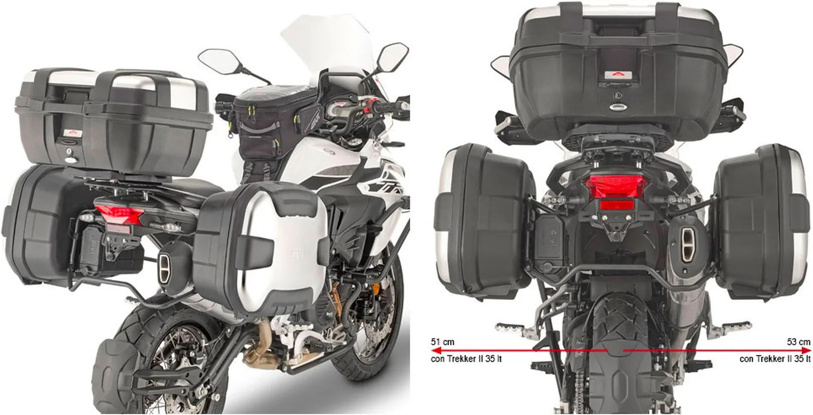 Maletas Laterales Monokey Trekker Dolomiti Aluminio Negro 72 Lt Trekker Dolomiti Aluminio - Givi Compatible Con Benelli Trk 502 X (2018-2019)
