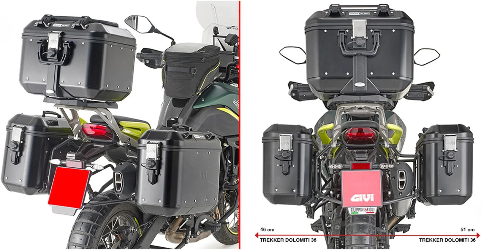 Baúl + Maletas Laterales Trekker Alaska Aluminio Negro 116 Lt Trekker Alaska Aluminio - Givi Compatible Con Benelli Trk 702 (2023-2024)