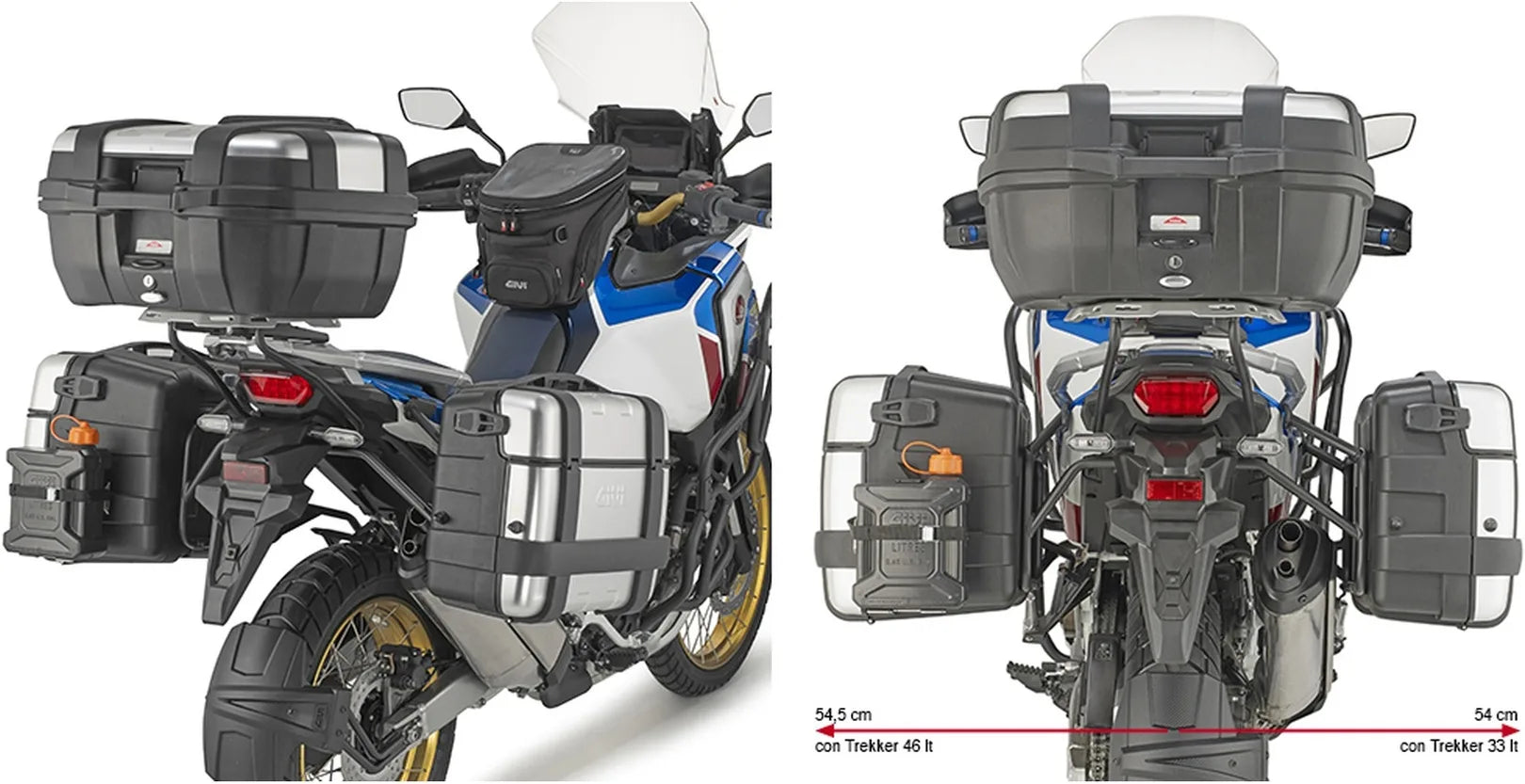 Maletas Laterales Monokey Trekker Negro 92 Lt Trekker Aluminio - Givi Compatible Con Honda Crf 1100 L Africa Twin (2024)