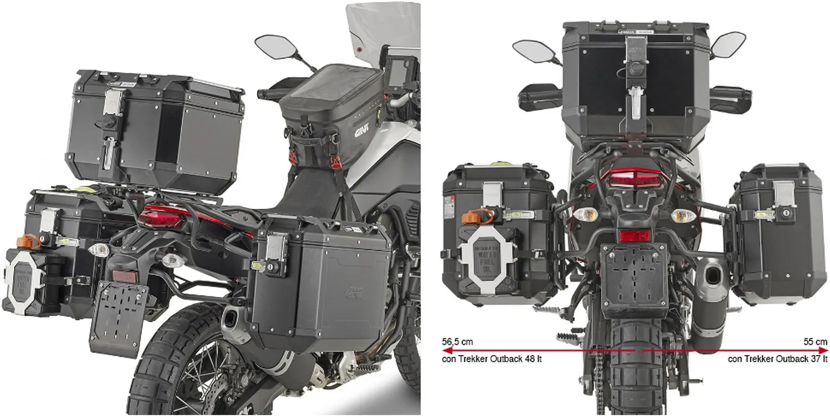 Maletas Laterales Monokey Cam-Side Trekker Outback Evo Smart Aluminio + Cerradura 77 Lt Trekker Outback Evo Smart Aluminio - Givi Compatible Con Yamaha Ténéré 700 (2021-2024)