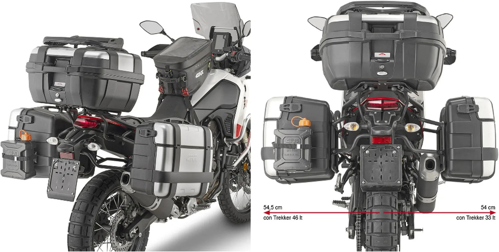 Maletas Laterales Monokey Negro 44 Lt Plastico - Givi Compatible Con Yamaha Ténéré 700 World Raid (2022-2024)