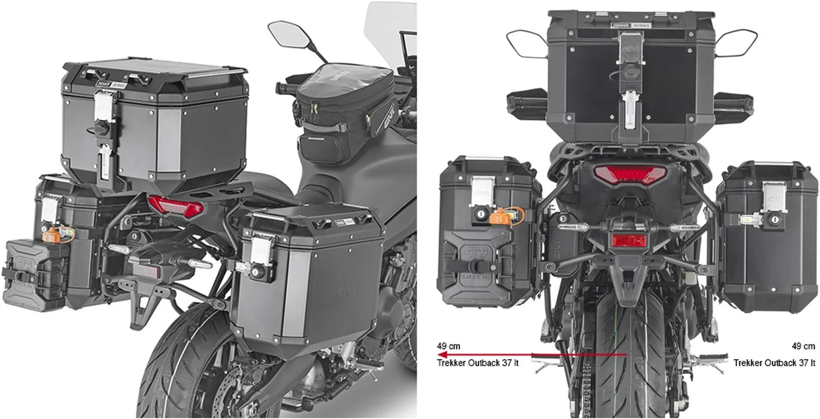 Maletas Laterales Monokey Cam-Side Trekker Outback Evo Smart Aluminio Anodizado + Cerradura 77 Lt Trekker Outback Evo Smart Aluminio Anodizado - Givi Compatible Con Yamaha Tracer 9 - Gt - Gt+ (2021-2024)