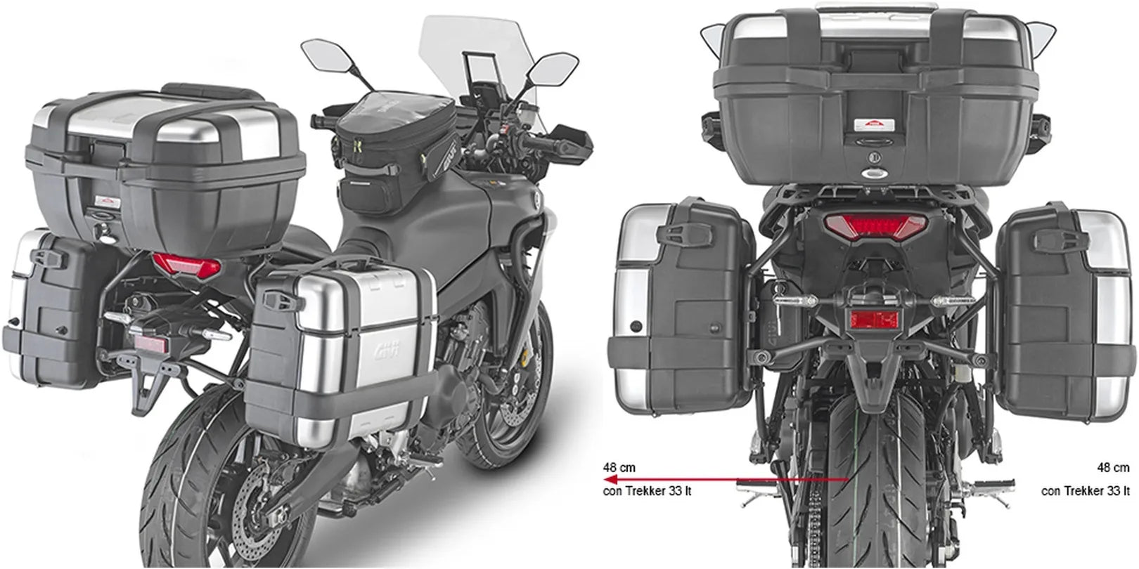 Maletas Laterales Monokey Negro 66 Lt Nylon - Givi Compatible Con Yamaha Tracer 9 - Gt - Gt+ (2021-2024)