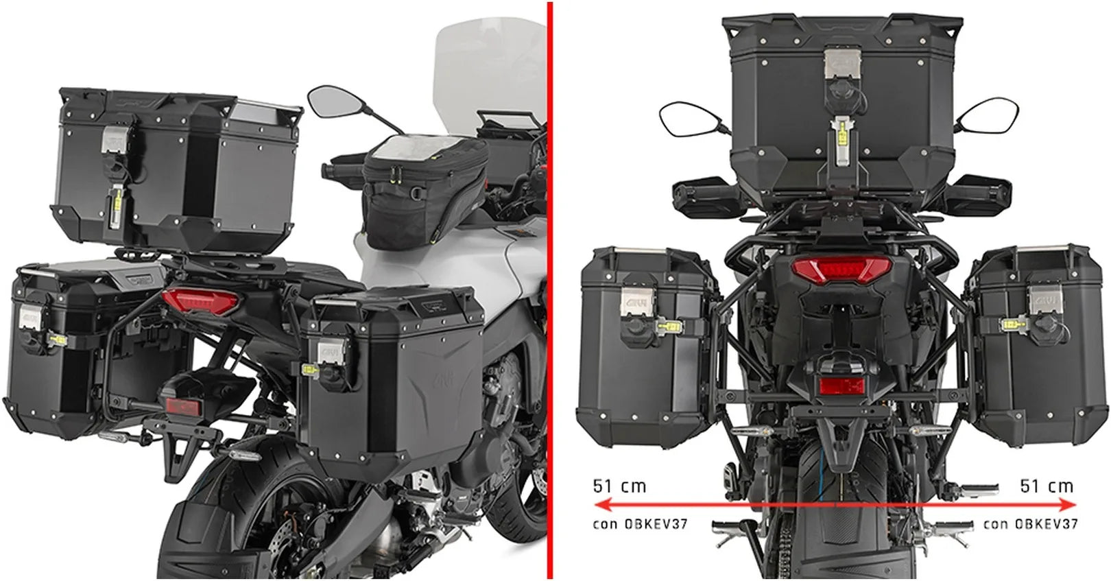 Maletas Laterales Monokey Cam-Side Trekker Outback Evo Smart Aluminio Anodizado + Cerradura 74 Lt Trekker Outback Evo Smart Aluminio Anodizado - Givi Compatible Con Yamaha Tracer 9 - Gt - Gt+ (2025)