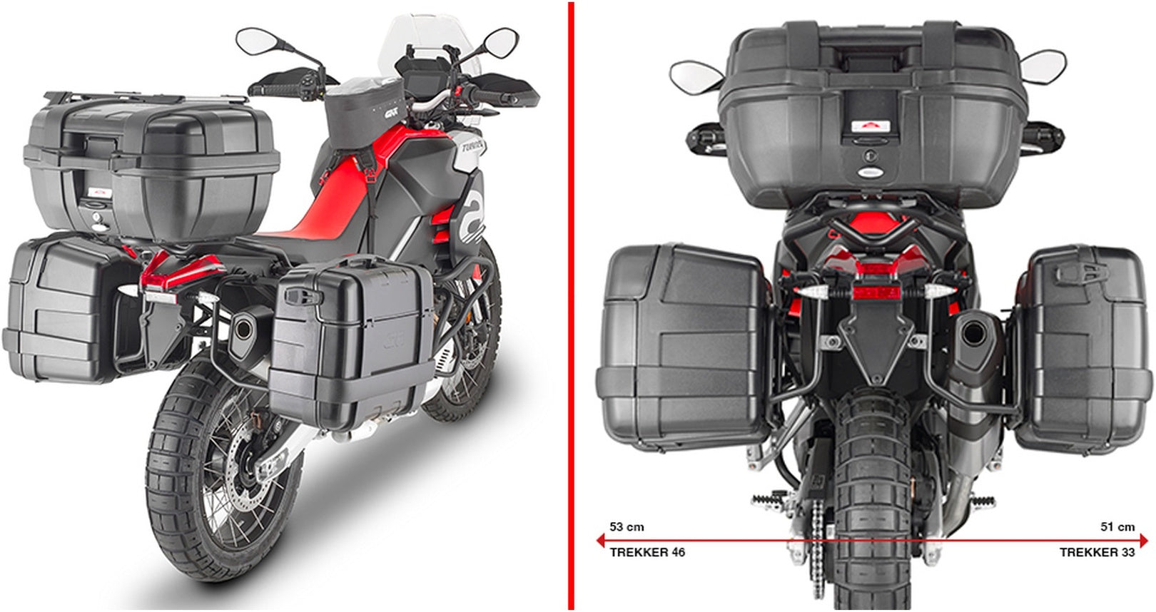 Monokey Trekker Dolomiti Aluminium Side Cases - 60 Lt Trekker Dolomiti Aluminium - Givi Compatible With Aprilia Tuareg 660 (2021-2024)