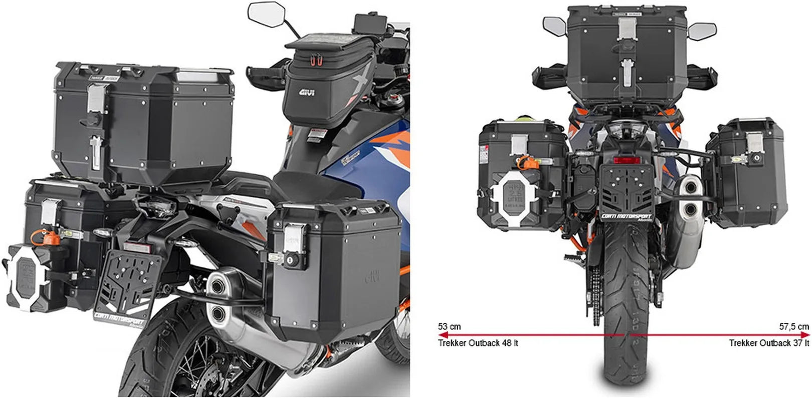 Maletas Laterales Monokey Cam-Side Trekker Outback Evo Smart Aluminio + Cerradura 70 Lt Trekker Outback Evo Smart Aluminio - Givi Compatible Con Ktm 1290 Super Adventure S (2021-2024)
