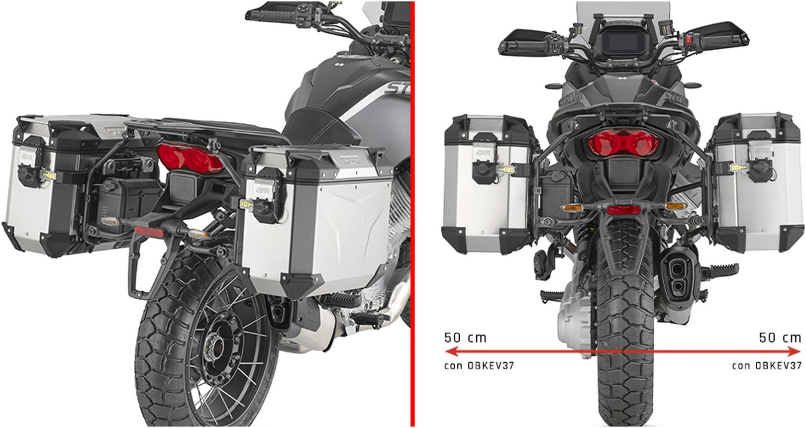 Monokey Cam-Side Trekker Outback Evo Smart Aluminium Side Cases + Locks - 70 Lt Trekker Outback Evo Smart Aluminium - Givi Compatible With Moto Guzzi Stelvio 1000 (2024)