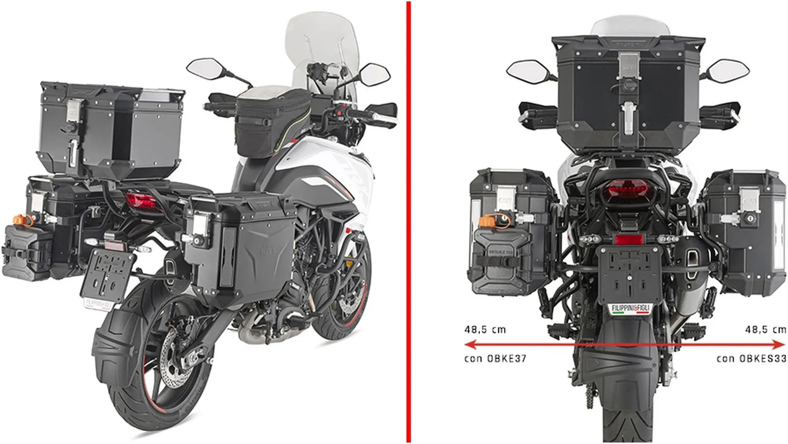 Baúl + Maletas Laterales Trekker Outback Evo Smart Aluminio Anodizado Dx Recortada 116 Lt Trekker Outback Evo Smart Aluminio Anodizado - Givi Compatible Con Benelli Trk 702 X (2023-2024)