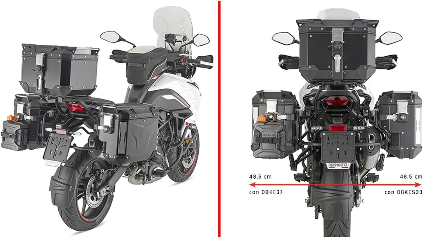 Trekker Outback Evo Smart Anodized Aluminium Top Case + Side Cases R Recessed - 130 Lt Trekker Outback Evo Smart Anodized Aluminium - Givi Compatible With Benelli Trk 702 (2023-2024)