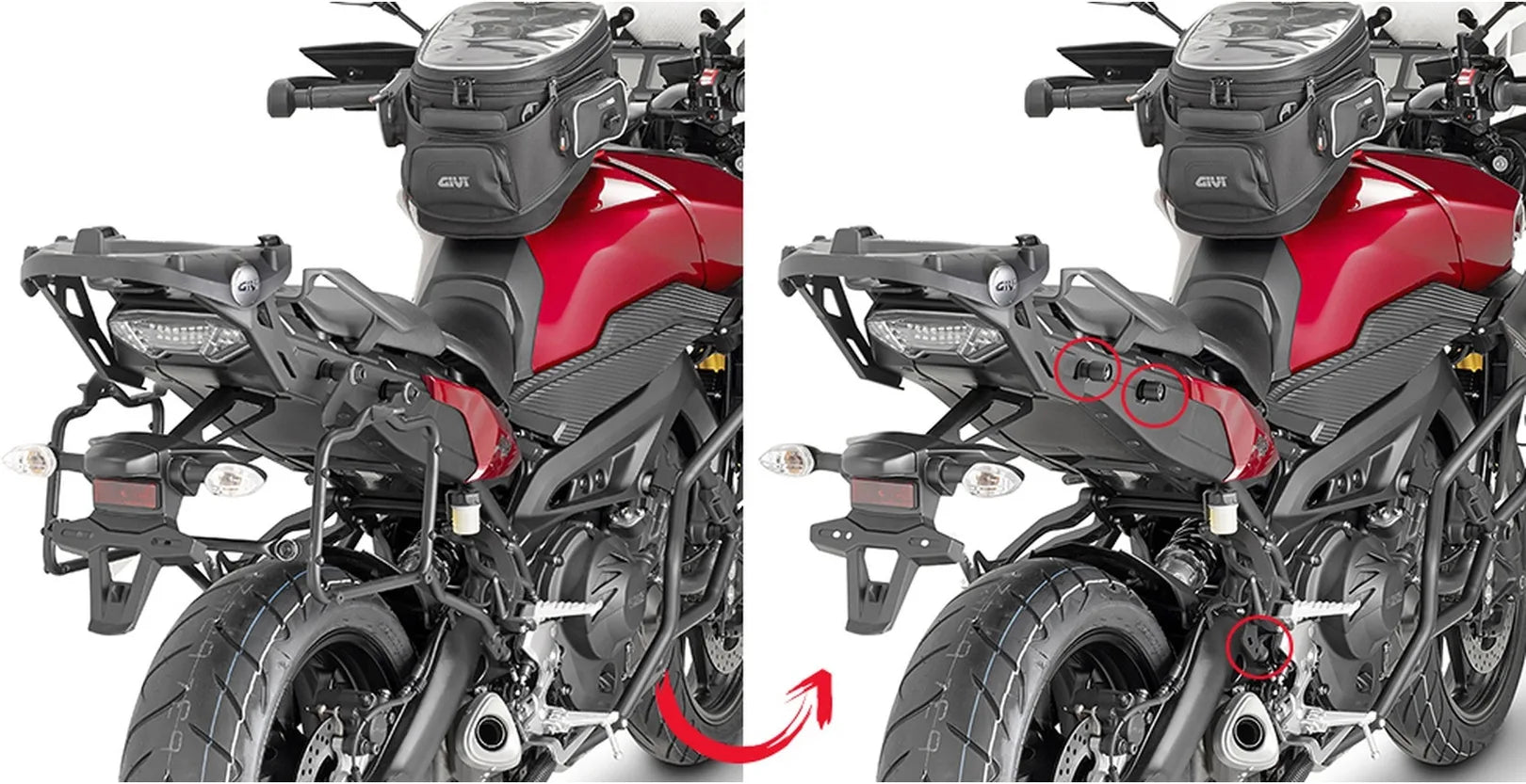 Alforjas Laterales Monokey Canyon Negro 50 Lt Canyon Nylon - Givi Compatible Con Yamaha Mt-09 Tracer (2015-2017)