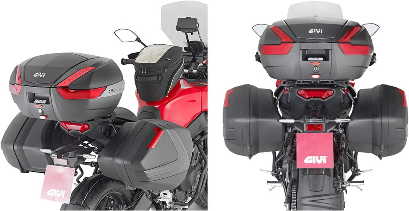 Maletas Laterales Monokey Side Negro 70 Lt Plastico - Givi Compatible Con Yamaha Tracer 9 - Gt - Gt+ (2021-2024)