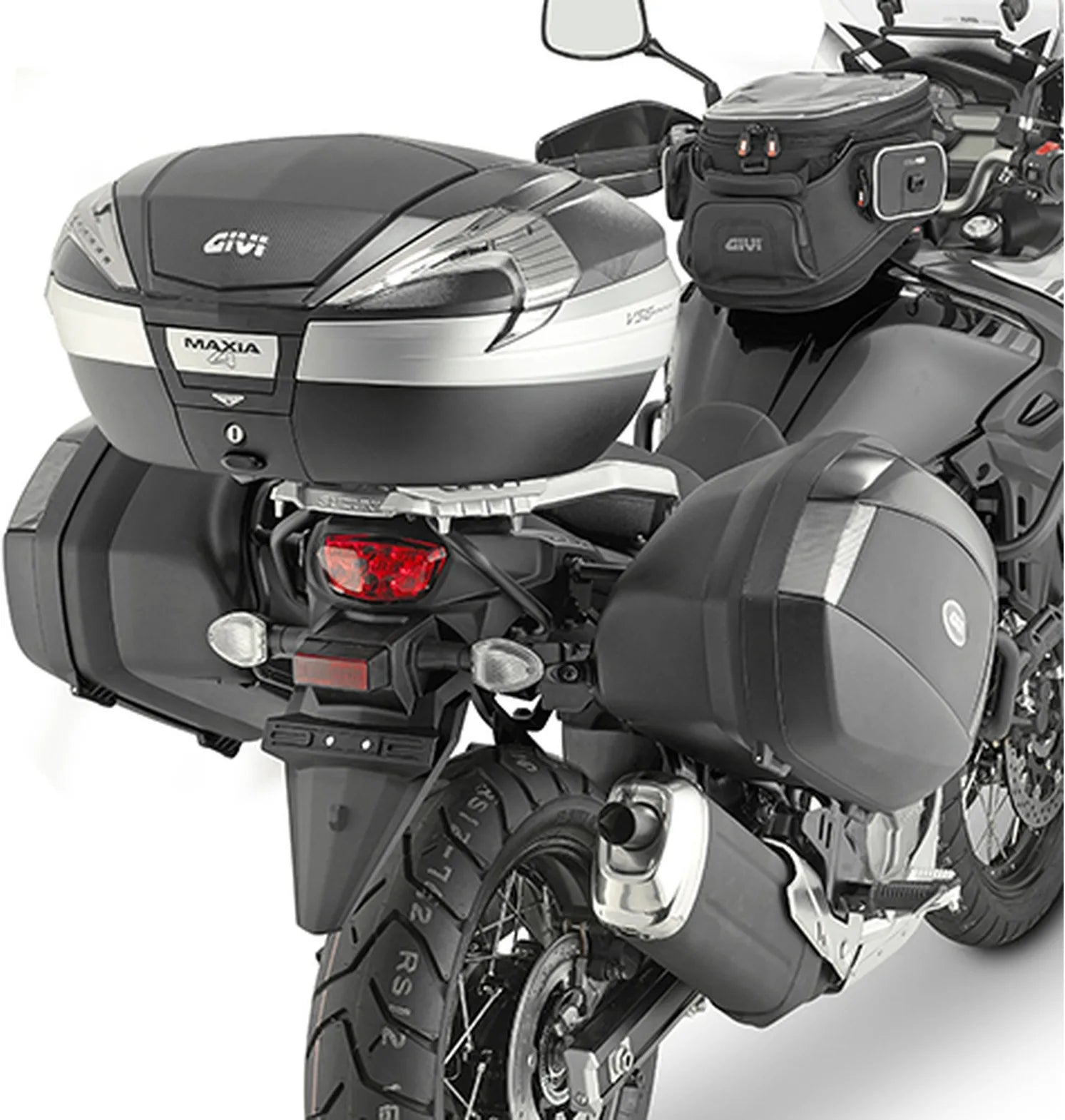 Maletas Laterales Monokey Side Carbon Look Tech 74 Lt Plastico - Givi Compatible Con Suzuki Dl 650 V-Strom (2017-2024)