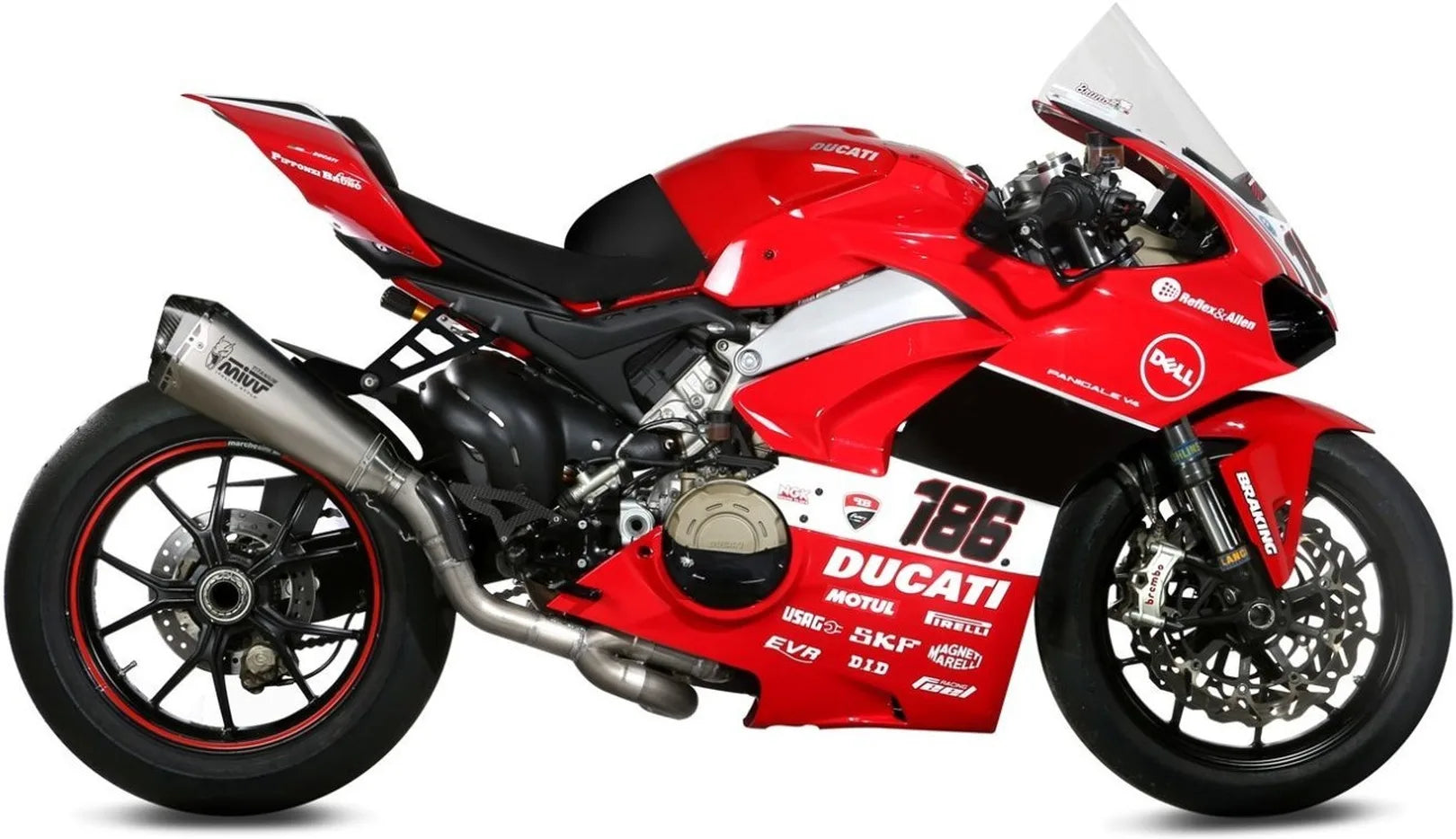 Sistema De Escape Completo Sin Catalizador Y Sin Homologación Acústica Delta Race Full Titano Carbono - Mivv Compatible Con Ducati Panigale V4 (2018-2022)